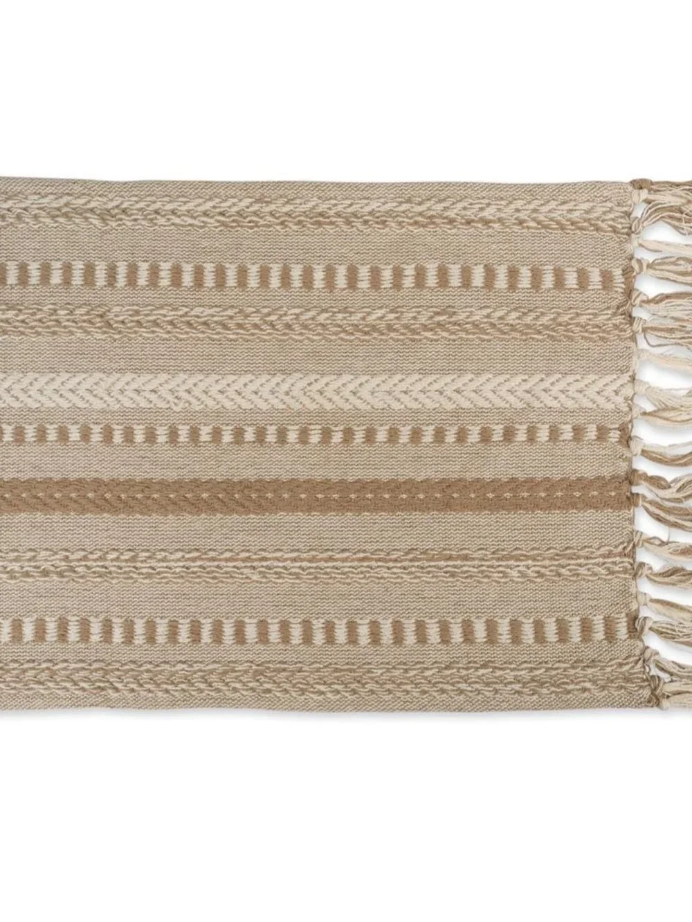 Farmhouse Braided Stripe Table Runner Collection, 15x72 15x77, Fringe Included, - Picture 4 of 11